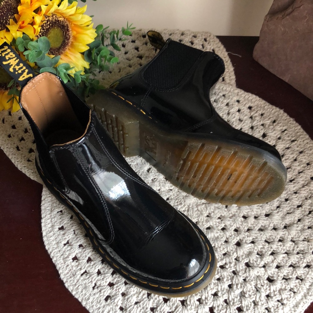 Dr. Martens Black Patent Leather Chelsea Boots